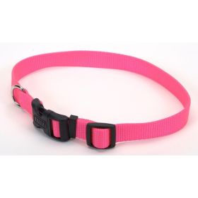 Coastal Adjustable Nylon Dog Collar with Plastic Buckle Neon Pink 5/8 in x 10-14 in