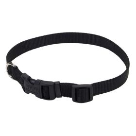 Coastal Adjustable Nylon Dog Collar with Plastic Buckle Black 3/4 in x 14-20 in