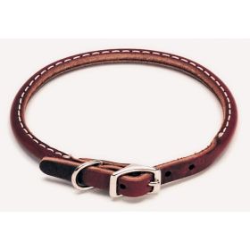 Circle T Latigo Leather Round Dog Collar Brown 3/8 in x 10 in