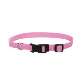 Coastal Adjustable Nylon Dog Collar with Plastic Buckle Bright Pink 5/8 in x 10-14 in