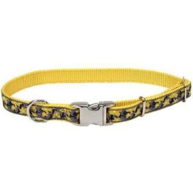 Ribbon Adjustable Nylon Dog Collar with Metal Buckle Yellow 5/8 in x 8-12 in