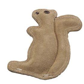 Dura-Fused Leather & Jute Dog Toy Squirrel Tan Small