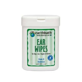 Earthbath Ear Wipes with Witch Hazel for Dogs, Cats, Puppies, & Kittens, Fragrance Free 25ct