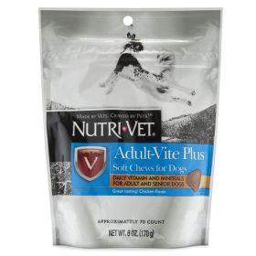 NutriVet AdultVite Plus Soft Chew Vitamins for Adult  Senior Dogs Chicken 6oz 1ea/6 oz, 70 ct