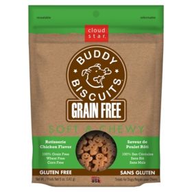 Cloud Star Grain-Free Soft and Chewy Buddy Biscuits With Rotisserie Chicken Dog Treats, 5-Oz. Bag