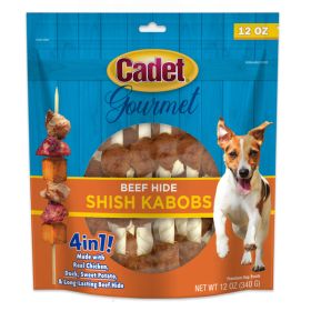 Cadet Gourmet Beef Hide Shish Kabob Dog Treats Chicken, Duck, & Sweet Potato 5 In, 12 oz.