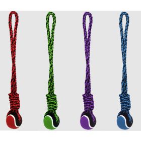 Multipet Nuts for Knots 20in Rope Tug Dog Toy With Tennis Ball Assorted 20in LG