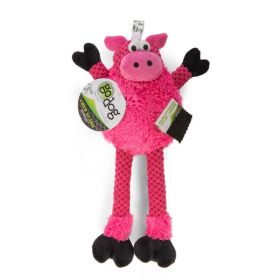 goDog Checkers Skinny Durable Plush Dog Toy Pig Small