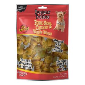 Savory Prime Beggar Bones Pork Skin, Chicken & Veggie Wraps Dog Treats 13.1 oz 21 Pack