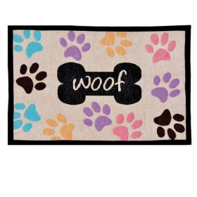 Loving Pets Fashion Mat Woof with Multi Paws Multi-Color