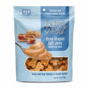 Loving Pets BoneShaped Soft Jerky Dog Treat Chicken  Peanut Butter, 1ea/6 oz