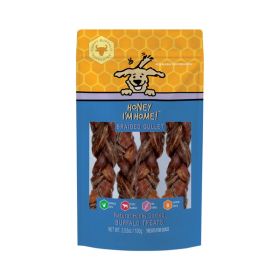 Honey I'M Home Dog Natural Honey Coated Buffalo Treats Braided Gullet 3.53Oz