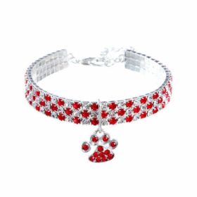 Diamond Pet Collars (Color: red white)