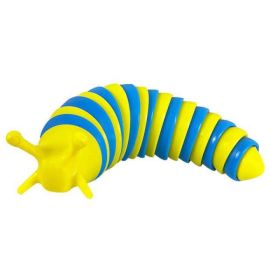 Rainbow Caterpillar Cat Toy Training (Color: yellow and blue 2)