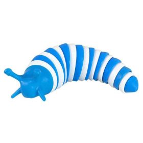 Rainbow Caterpillar Cat Toy Training (Color: blue and white)