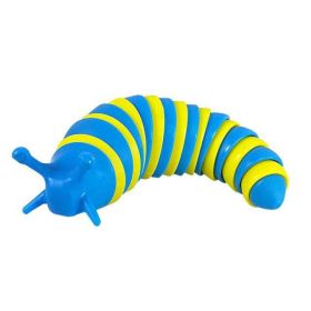 Rainbow Caterpillar Cat Toy Training (Color: blue and yellow)