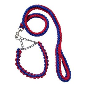 Collar Leash Small Large and Medium Dogs (Color: Blue-Red)