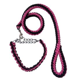 Collar Leash Small Large and Medium Dogs (Color: Black-Pink)